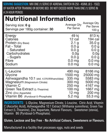 SWITCH NUTRITION ADRENAL SWITCH - Pumpin' Iron Nowra