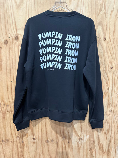 Pumpin' Iron Crew Jumper in Black pre order 2 weeks approx