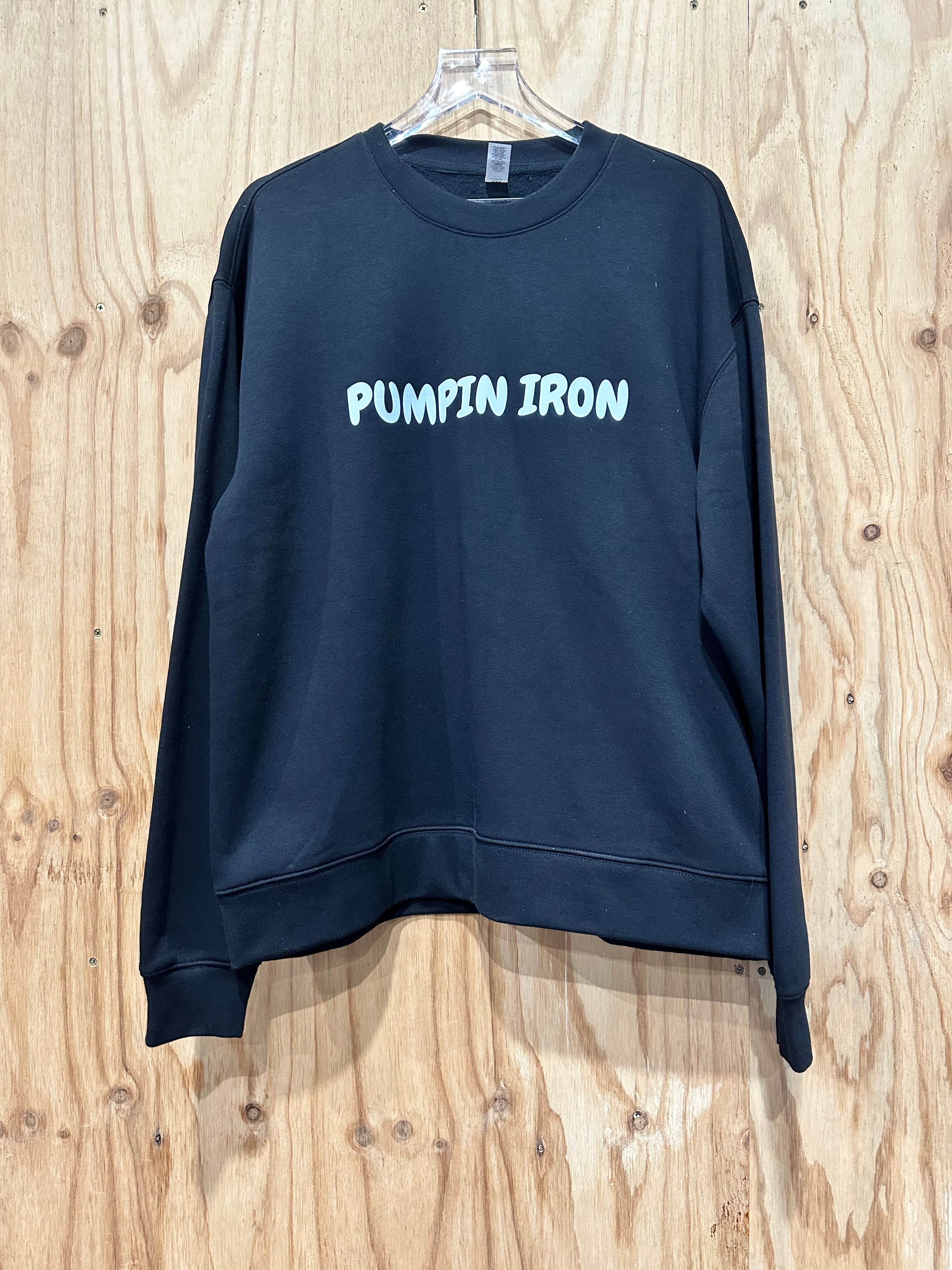 Pumpin' Iron Crew Jumper in Black pre order 2 weeks approx