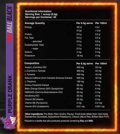 RED DRAGON NUTRITIONALS FIREBALL BLACK - Pumpin' Iron Nowra