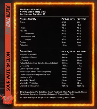 RED DRAGON NUTRITIONALS FIREBALL BLACK - Pumpin' Iron Nowra