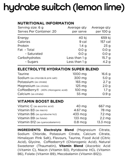 SWITCH NUTRITION HYDRATE - Pumpin' Iron Nowra