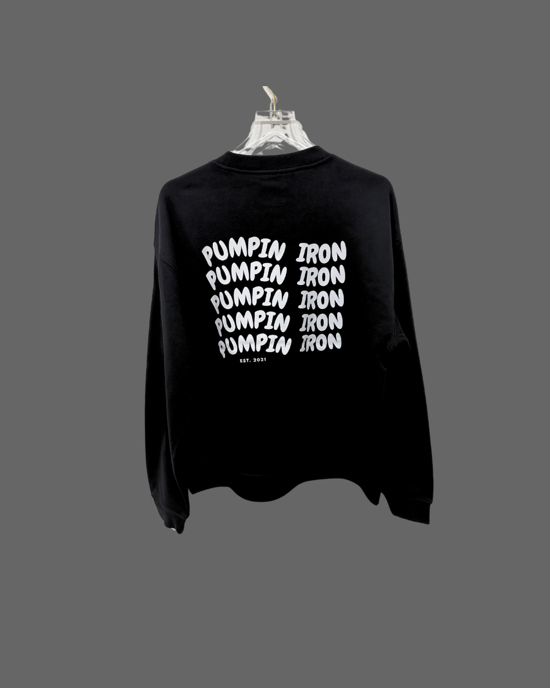 Pumpin' Iron Crew Jumper in Black