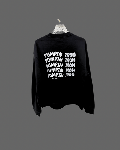 Pumpin' Iron Crew Jumper in Black